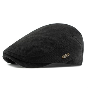 Mũ nồi beret nam vải nhung kẻ LaurenClay- Đen